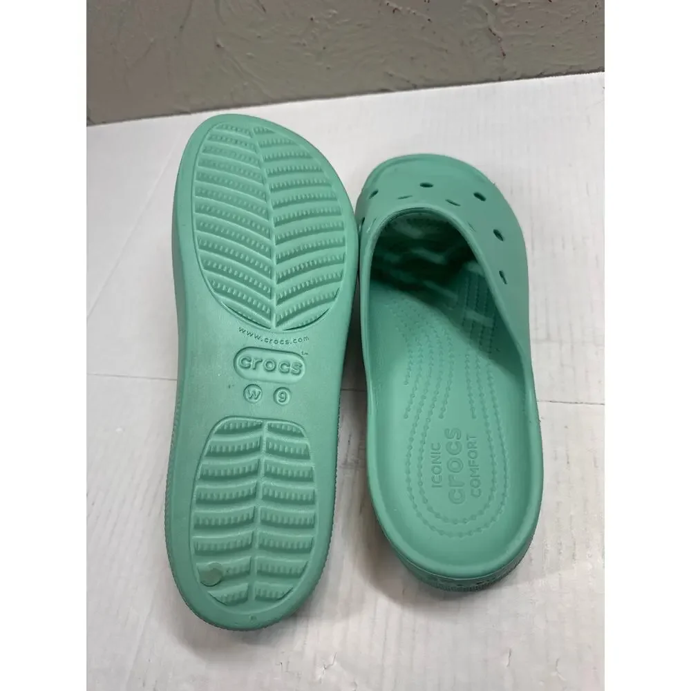Crocs Classic Womens Platform‎ Slide Sandal Foam Green Size 9